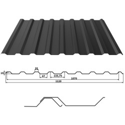 Trapezblech T20+ Stahl Dachprofil 0,50mm Stärke 25µm Polyester Standard Farbbeschichtung Weißaluminium ca. RAL 9006 ohne Antitropfbeschichtung