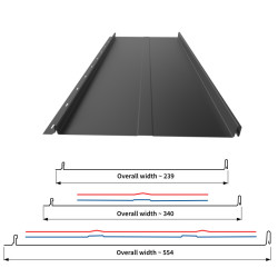 Stehfalz Panel Retro 25 Stahl für Dach & Wand 0,50mm Stärke 340mm Breite 35µm Matt Standard Farbbeschichtung mit Prägung Oxidrot ca. RAL 3009