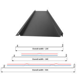 Stehfalz Panel Retro 25 Stahl für Dach & Wand 0,50mm Stärke 239mm 35µm Matt Standard Farbbeschichtung ohne Prägung Anthrazitgrau ca. RAL 7016