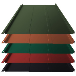Stehfalz Panel Retro 25 Stahl für Dach & Wand 0,50mm Stärke 554mm Breite 25µm ThyssenKrupp Polyester Premium Farbbeschichtung mit Prägung Graphitgrau ca. RAL 7024