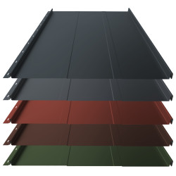 Stehfalz Panel Retro 25 Stahl für Dach & Wand 0,50mm Stärke 554mm Breite 35µm ThyssenKrupp Matt Farbbeschichtung mit Prägung Graphitgrau ca. RAL 7024