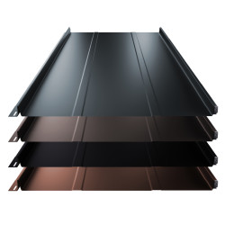 Stehfalz Terrano Stahl für Dach & Wand 0,50mm Stärke 525mm Breite 35µm Matt Standard Farbbeschichtung mit Prägung Tiefschwarz ca. RAL 9005