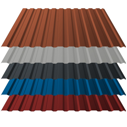 Trapezblech T14+ Stahl Dachprofil 0,50mm Stärke 25µm Polyester Standard Farbbeschichtung