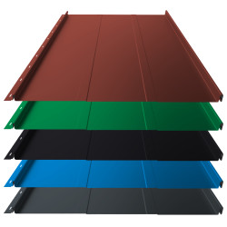 Stehfalz Panel Retro 25 Stahl für Dach & Wand 0,50mm Stärke 554mm Breite 25µm Polyester Standard Farbbeschichtung mit Prägung