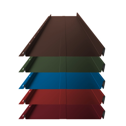 Stehfalz Panel Retro 25 Stahl für Dach & Wand 0,50mm Stärke 340mm Breite 25µm Polyester Standard Farbbeschichtung mit Prägung