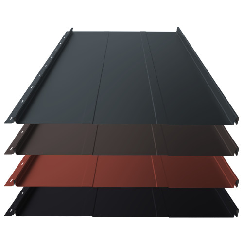 Stehfalz Panel Retro 25 Stahl für Dach & Wand 0,50mm Stärke 554mm Breite 50µm ThyssenKrupp ICE Crystal Farbbeschichtung mit Prägung