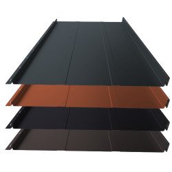 Stehfalz Panel Retro 38 Stahl für Dach & Wand 0,50mm Stärke 529mm Breite 50µm ThyssenKrupp ICE Crystal Farbbeschichtung mit Prägung