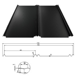 Stehfalz T-Panel Stahl für Dach 0,50mm Stärke 1100mm Breite 50µm Polyester Superior HB Farbbeschichtung mit Nanowelle