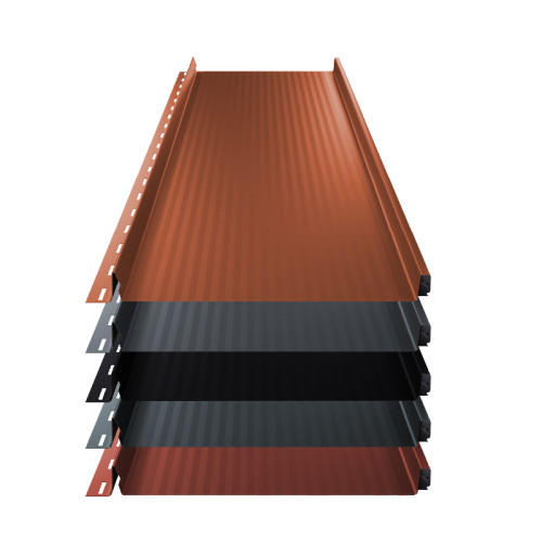 Stehfalz Terrano Stahl für Dach & Wand 0,50mm Stärke 316mm Breite 35µm ThyssenKrupp Matt Farbbeschichtung mit Miniwelle