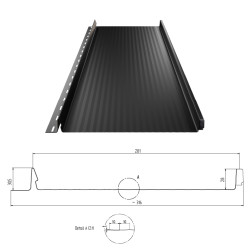 Stehfalz Terrano Stahl für Dach & Wand 0,50mm Stärke 316mm Breite 50µm ThyssenKrupp Matt Premium Farbbeschichtung mit Miniwelle