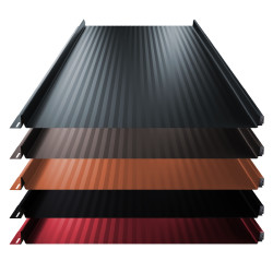 Stehfalz Terrano Stahl für Dach & Wand 0,50mm Stärke 525mm Breite 25µm Polyester Standard Farbbeschichtung mit Miniwelle