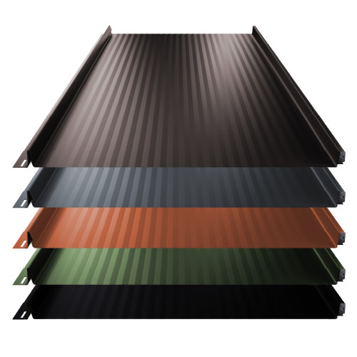 Stehfalz Terrano Stahl für Dach & Wand 0,50mm Stärke 525mm Breite 35µm ThyssenKrupp Matt Farbbeschichtung mit Miniwelle