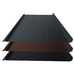 Stehfalz Panel Retro 38 für Dach & Wand Aluminium 0,60mm Stärke 529mm Breite 25µm Matt mit Prägung