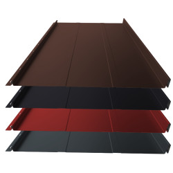 Stehfalz Panel Retro 38 für Dach & Wand Aluminium 0,60mm Stärke 529mm Breite 25µm Stucco mit Prägung